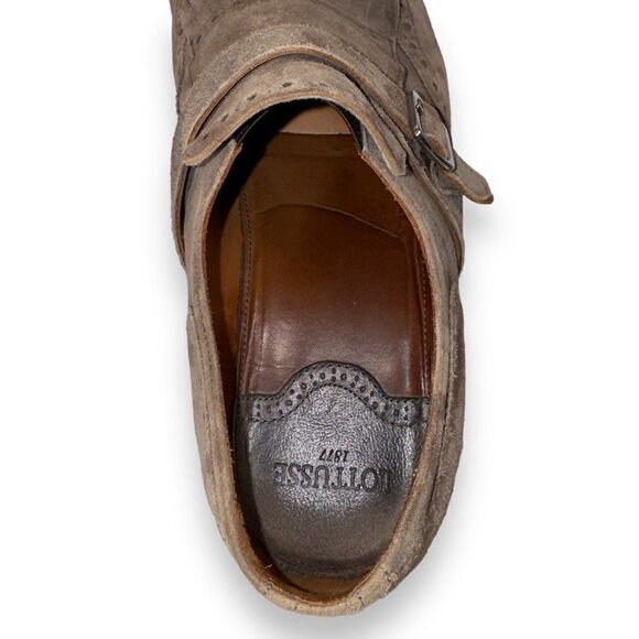 Lottusse Plomo Suede Monk Strap Kiltie Wingtip Loafers Brown L7128‎ Men\'s 9.5 main image 12